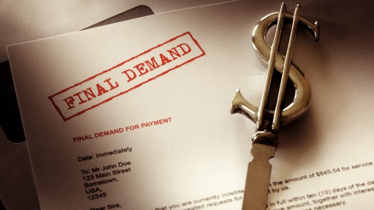 Final demand notice concept for debt, past due and overdue payment